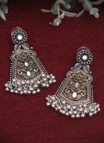     Silver Traditional Wear Oxidised Jhumka Set 